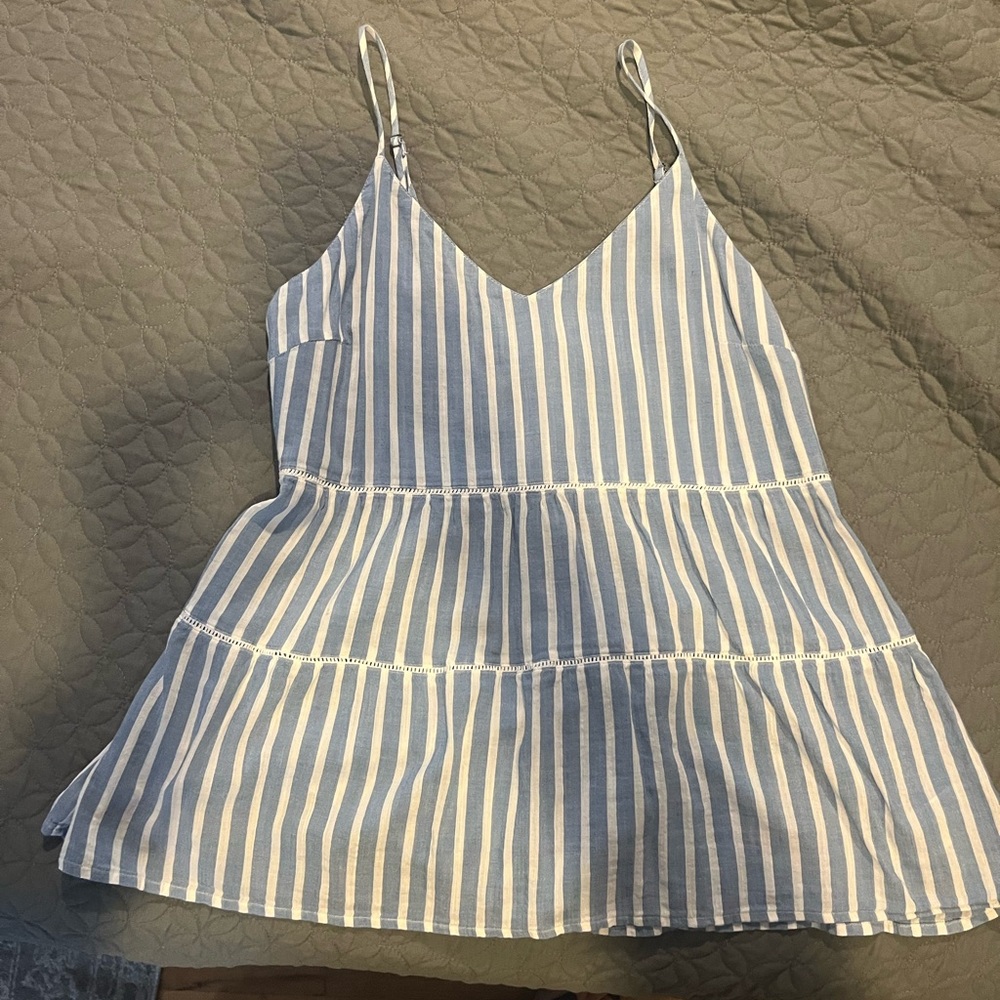 Striped smocked-back tiered cami